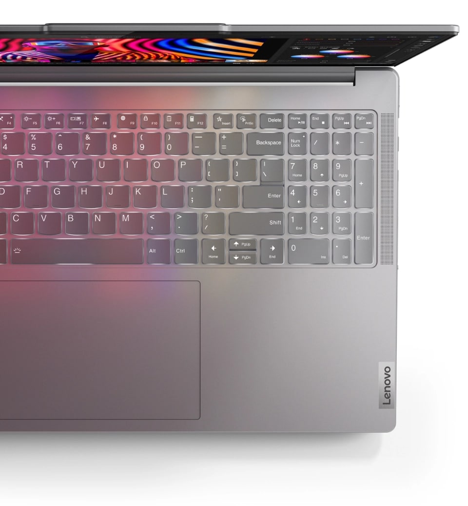 Lenovo Yoga Pro 9i Gen 9 (16 吋 Intel) 的頂部視圖，展示了鍵盤
