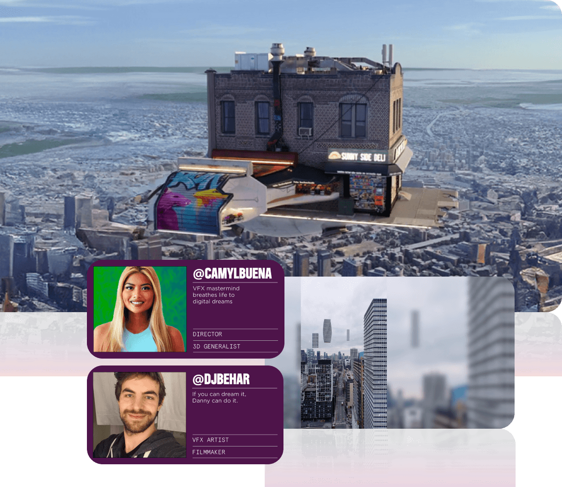 由數碼藝術作品組成的圖片，當中包含 Camyl Buena 和 DJ Behar 的側面肖像。